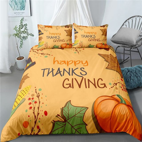 Happy Thanksgiving Bedding Set Bedspread Duvet Cover Set Home Decor ND