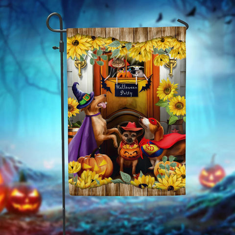 Trick Or Treat Dogs Double Sided Halloween Garden Flag For Outdoor Yard Decoration Home Decor ND
