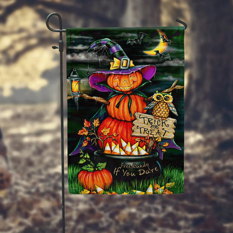 Trick Or Treat Pumpkin Double Sided Halloween Garden Flag For Outdoor Yard Decoration Home Decor ND