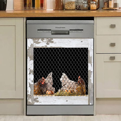 Farm Animal Chicken Dishwasher Magnet Cover Rooster Farmhouse Front Dishwasher Cover Decoration Home Cabinet Decals Appliances Stickers Magnetic Sticker Decorative Mom's Gift 76