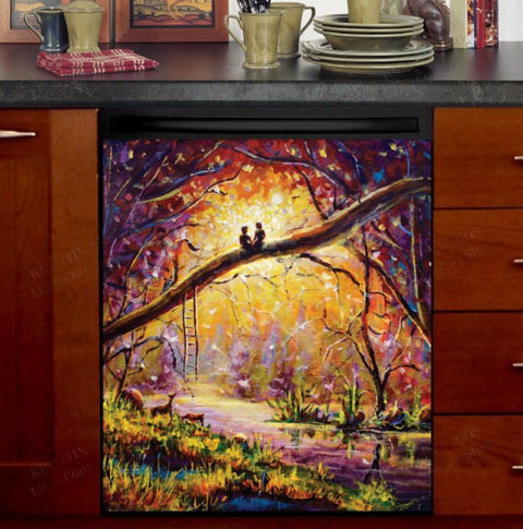 Magical Forest Farmhouse Dishwasher Magnet Cover Kitchen Decoration Decals Appliances Stickers Magnetic Sticker ND