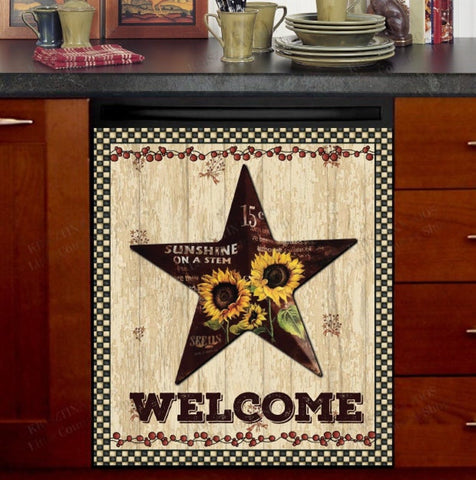 Sunflower Barn Star Dishwasher Magnet Cover Kitchen Decoration Decals Appliances Stickers Magnetic Sticker ND