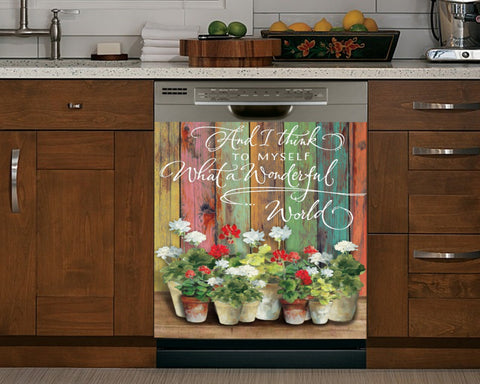 What a Wonderful World Dishwasher Magnet Cover Kitchen Decoration Decals Appliances Stickers Magnetic Sticker ND