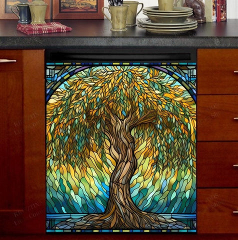 Willow Tree Dishwasher Magnet Cover Kitchen Decoration Decals Appliances Stickers Magnetic Sticker ND
