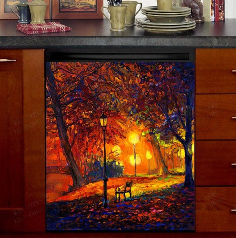 Autumn Evening Dishwasher Magnet Cover Kitchen Decoration Decals Appliances Stickers Magnetic Sticker ND