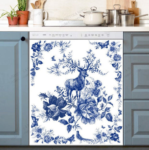 Folklore Fairytale Forest Deer Dishwasher Magnet Cover Kitchen Decoration Decals Appliances Stickers Magnetic Sticker ND