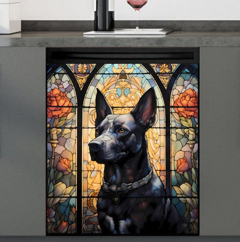 Colorful Dobermann Dishwasher Magnet Cover Kitchen Decoration Decals Appliances Stickers Magnetic Sticker ND