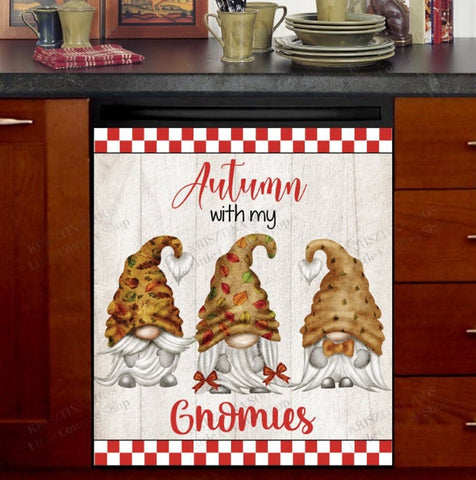 Cute Autumn Gnomes Dishwasher Magnet Cover Kitchen Decoration Decals Appliances Stickers Magnetic Sticker ND