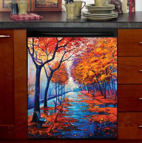 Autumn Park Farmhouse Dishwasher Magnet Cover Kitchen Decoration Decals Appliances Stickers Magnetic Sticker ND