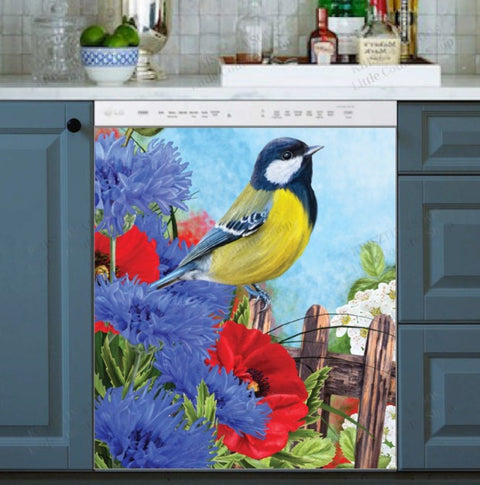 Little Bird Dishwasher Magnet Cover Kitchen Decoration Decals Appliances Stickers Magnetic Sticker ND