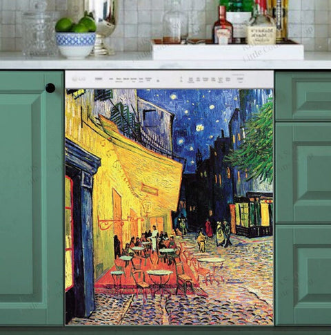The Cafe Terrace Dishwasher Magnet Cover Kitchen Decoration Decals Appliances Stickers Magnetic Sticker ND