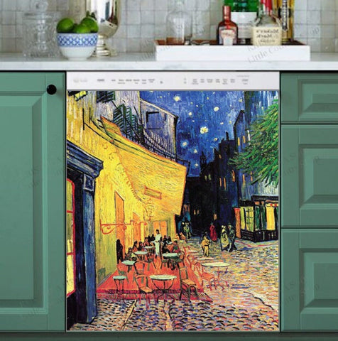 The Cafe Terrace Dishwasher Magnet Cover Kitchen Decoration Decals Appliances Stickers Magnetic Sticker ND
