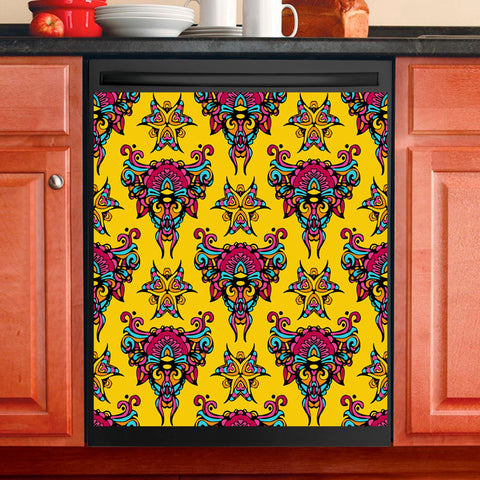 Ethnic Pattern Dishwasher Magnet Cover Kitchen Decoration Decals Appliances Stickers Magnetic Sticker ND