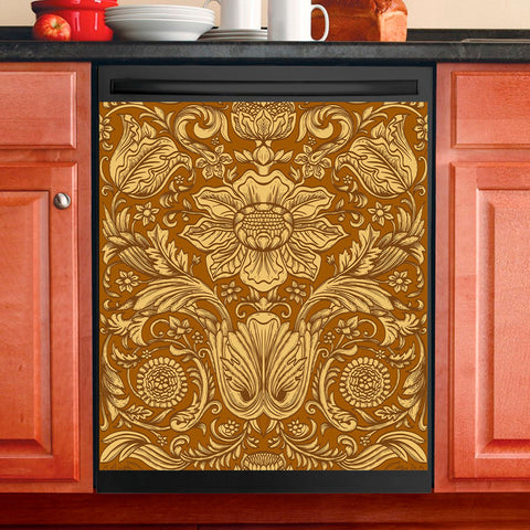 Flower Pattern Dishwasher Magnet Cover Kitchen Decoration Decals Appliances Stickers Magnetic Sticker ND