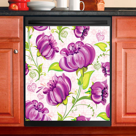 Flower Watercolor Dishwasher Magnet Cover Kitchen Decoration Decals Appliances Stickers Magnetic Sticker ND