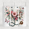 Nurse Tumbler Wrap, Cute Tumbler Gift Idea, Floral Nurse Skinny Tumbler Wrap DL