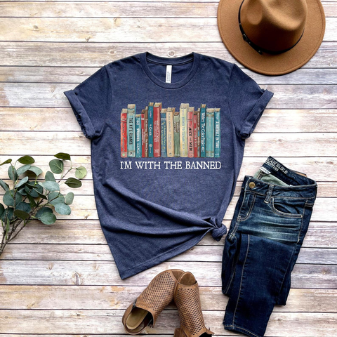 I'm With The Banned, Banned Books Shirt, Banned Books Sweatshirt, Unisex Super Soft Premium Graphic T-Shirt,Reading Shirt. Librarian Shirt
