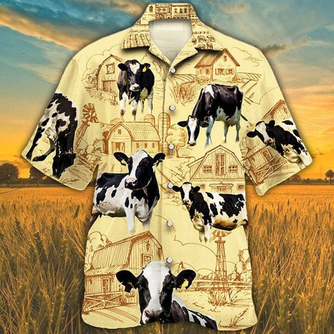 HOLSTEIN FRIESIAN CATTLE LOVERS FARM HAWAIIAN SHIRT