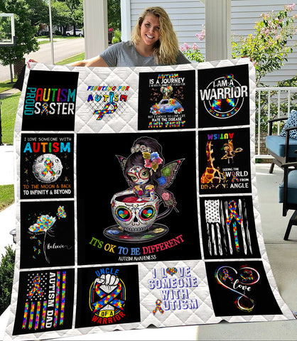Cup Girl Autism Blanket Quilt