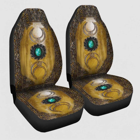Triple Moon Third Eye Witch Leather Pattern Print Seat Covers Halloween witch Gift Decor Car Idea Seat Cover