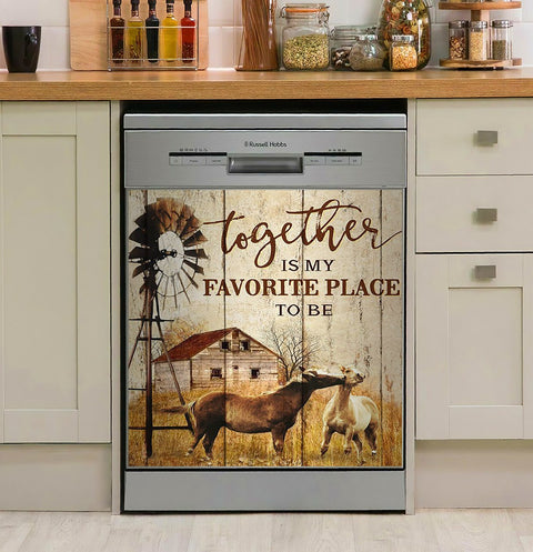 Horse Together Decor Kitchen Dishwasher Cover
