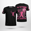 Hunting Breast Cancer In October We wear pink T-shirt 3D TM  Hunter Black Shirt, Pink Ribbon Shirt