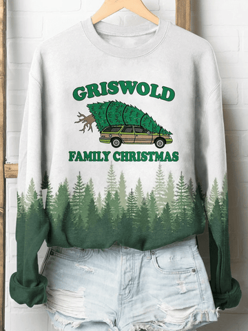 Family Christmas Print Long Sleeve Sweatshirt Christmas Gift