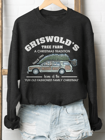 Griswolds Tree Farm Classic Print Long Sleeve Sweatshirt Christmas Gift