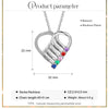 Personalized Silver Heart Mothers Day Necklace With Birthstones Mom Jewelry Gift For Her, Mom, Grandma, Wife HT