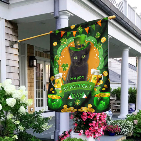 Black Cat St Patrick's Day Flag St Patrick's Day Decorations Gifts For Cat Lover HT
