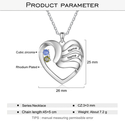 Personalized Family Heart Mothers Day Necklace With Birthstones Mom Jewelry Gift For Mom Grandma Wife HT
