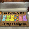 In This House It's OK To Be Different Easter Day Autism Awareness Doormat Autism Home Decor Autism Awareness Gift Idea HT