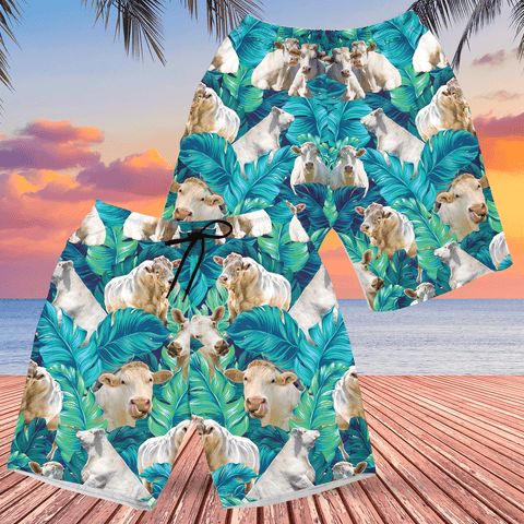 Men Charolais Cattle Shorts, Charolais Cattle Lovers Hawaiian Shorts