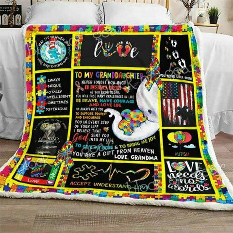 To My Granddaughter, Autism Sofa Fleece Blanket