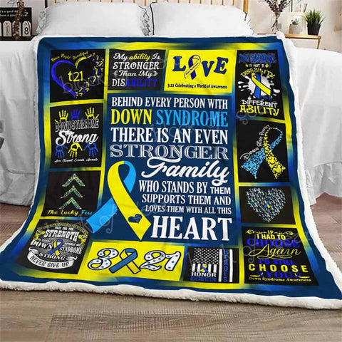 Ribbon Down Syndrome Awareness Fleece Blanket
