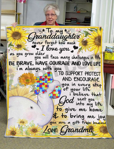 To My Daughter Elephant Sunflower 02 Fleece Blanket