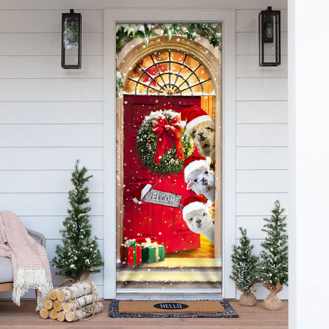 Alpaca Merry Christmas Door Cover Funny Xmas Door Cover Christmas Home Decor Porch Home Holidays Decorations HT (Copy)