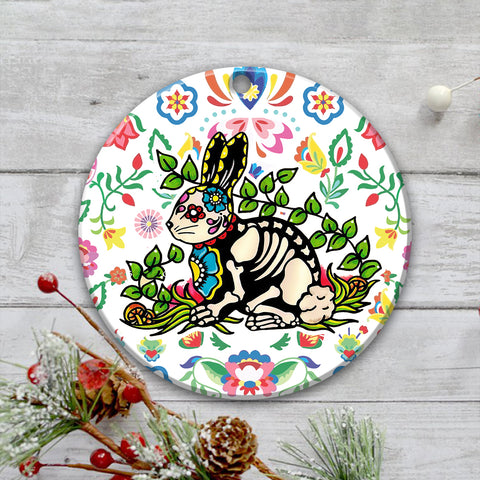 Bunny Ornament Day of the Dead Dia de los Muertos Art Print Animal Ornament HN