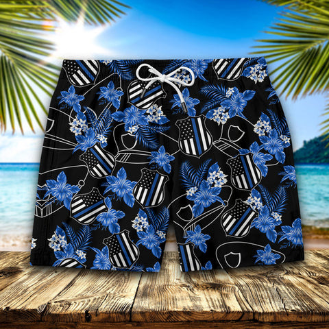 Police Men Hawaii Shorts POLICE SEAMLESS PATTERN HAWAIIAN SHORT