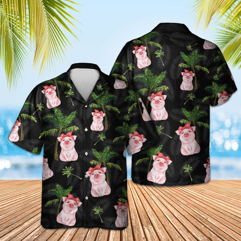 PIG TROPICAL COCONUT TREES HAWAIIAN SHIRT