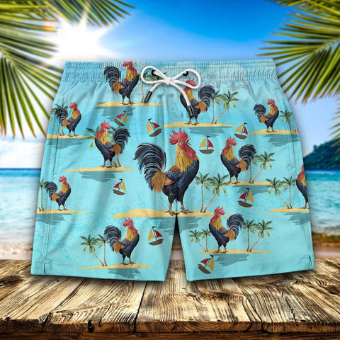 STRONG CHICKEN SEAMLESS PATTERN HAWAIIAN SHORT Men Hawaii Shorts