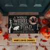 A WICKED WITCH AND A GRUMPY TOAD CUSTOMIZABLE DOORMAT