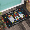 In This House We Never Give Up Autism Awareness Doormat Gnome Doormat Autism Home Decor Autism Awareness Gift Idea HT