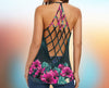 Skull Bird Flowers Criss-cross tank top TTM