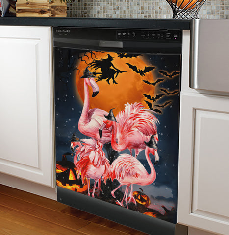 Flamingo Witch Halloween Pumpkin Dishwasher Cover Halloween gift HT