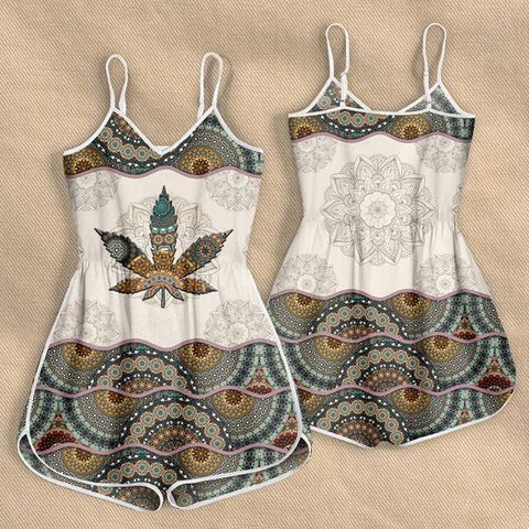 Weed Mandala Romper For Women Cannabis Marijuana 420 Weed Shirts Clothing Gifts HT