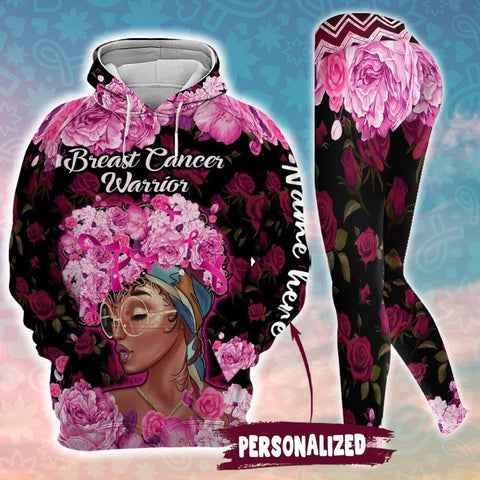 Breast Cancer Awareness Black Women Warrior Hoodie Leggings Set Survivor Gifts For Women Clothing Clothes Outfits HT