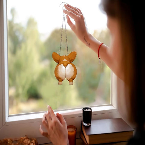 CORGI HIP GLASS DOG WINDOW DECOR 2D Corgi Gift idea, gift for corgi girl, gift for corgi lover, corgi gift design