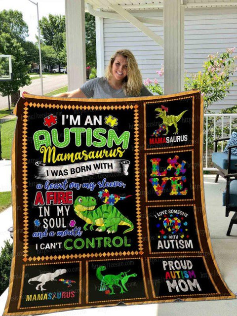 AUTISM MOM Quilt Blanket