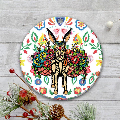 Donkey Ornament Day of the Dead Dia de los Muertos Art Print Animal Ornament HN